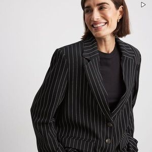 Black Pinstripe Oversized Suit